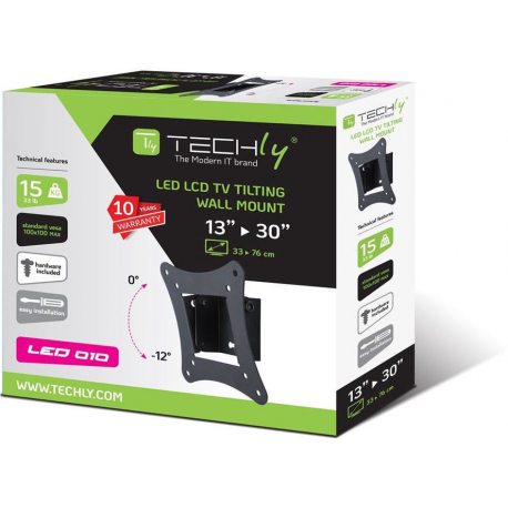 TECHly - Bracket - for flat panel - black - screen size: 13"-30" - mounting interface: 100 x 100 mm - wall-mountable - 4