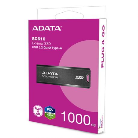 ADATA SC610 - USB flash drive - 1 TB - USB 3.2 Gen 2 - black - 8