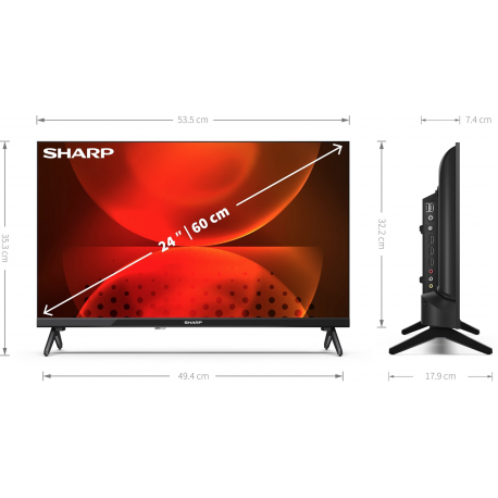 Sharp 24FH2EA 32” (81cm) HD Ready Android Frameless TV, Google Assistant