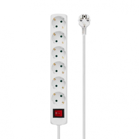 MicroConnect - Power strip - input: power - output connectors: 6 - 3 m - white - 1