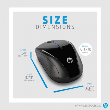 HP 220 - Mouse - right and left-handed - optical - wireless - 2.4 GHz - USB wireless receiver - for OMEN by HP Laptop 16; Victus by HP Laptop 16; Laptop 15, 17; Pavilion Plus Laptop 14 - 5