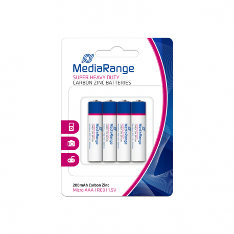 MediaRange - Battery 4 x AAA / LR03 - Carbon Zinc - 200 mAh - 0