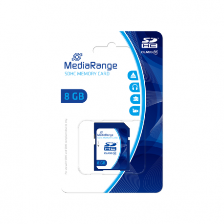 MediaRange - Flash memory card - 8 GB - Class 10 - SDHC - blue - 2