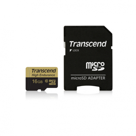 Transcend High Endurance - Flash memory card (microSDHC to SD adapter included) - 16 GB - UHS-I U1 / Class10 - SDHC - 3