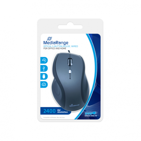 MediaRange - Mouse - optical - 5 buttons - wired - USB - 1