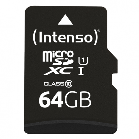 Intenso Premium - Flash memory card (microSDXC to SD adapter included) - 64 GB - UHS Class 1  /  Class10 - microSDXC UHS-I - 0