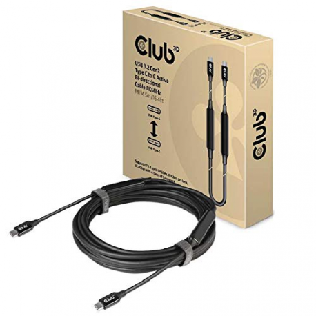 Club 3D CAC-1535 - USB cable - USB-C (M) to USB-C (M) - USB 3.2 Gen 2  /  DisplayPort 1.4 - 20 V - 3 A - 5 m - active, USB Power Delivery (3A, 60W), 8K support, bi-directional - 0