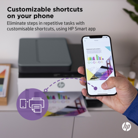 HP Smart Tank 7605 All-in-One - Multifunction printer - colour - ink-jet - refillable - Letter A (216 x 279 mm) / A4 (210 x 297 mm) (original) - A4 / Legal (media) - up to 13 ppm (copying) - up to 15 ppm (printing) - 250 sheets - USB 2.0, Wi-Fi(n), Bluetooth - 6