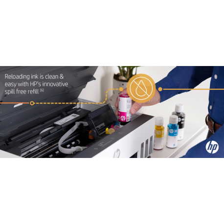 HP Smart Tank 7605 All-in-One - Multifunction printer - colour - ink-jet - refillable - Letter A (216 x 279 mm) / A4 (210 x 297 mm) (original) - A4 / Legal (media) - up to 13 ppm (copying) - up to 15 ppm (printing) - 250 sheets - USB 2.0, Wi-Fi(n), Bluetooth - 9