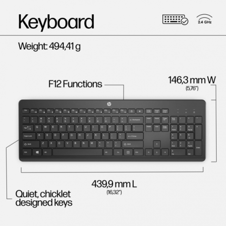 HP 230 - Keyboard and mouse set - wireless - 2.4 GHz - German - white - for OMEN by HP Laptop 16; Victus by HP Laptop 16; Laptop 15, 17; Pavilion Plus Laptop 14 - 2