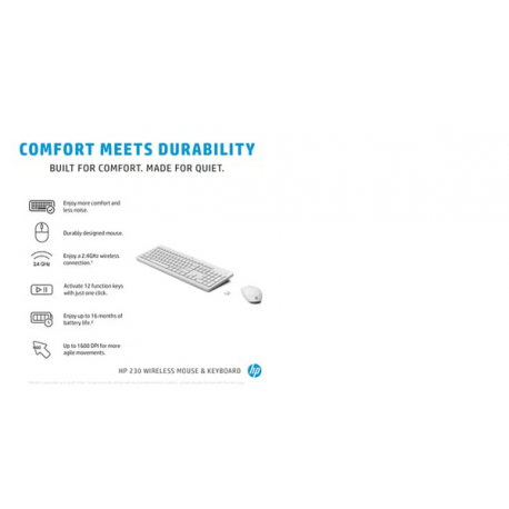 HP 230 - Keyboard and mouse set - wireless - 2.4 GHz - German - white - for OMEN by HP Laptop 16; Victus by HP Laptop 16; Laptop 15, 17; Pavilion Plus Laptop 14 - 16