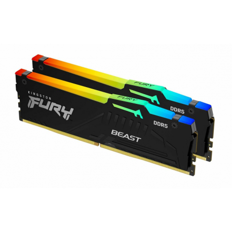 Kingston FURY Beast RGB - DDR5 - kit - 32 GB: 2 x 16 GB - DIMM 288-pin - 3000 MHz  /  PC5-48000 - CL36 - 1.35 V - unbuffered - on-die ECC - black - 0
