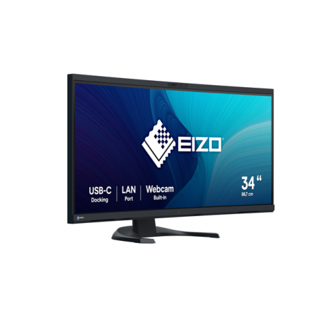 EIZO FlexScan EV3450XC-BK - With FlexStand - LED monitor - curved - 34" (34.1" viewable) - 3440 x 1440 UWQHD - IPS - 300 cd / m² - 1000:1 - 5 ms - 2xHDMI, DisplayPort, USB-C - speakers - black - 2