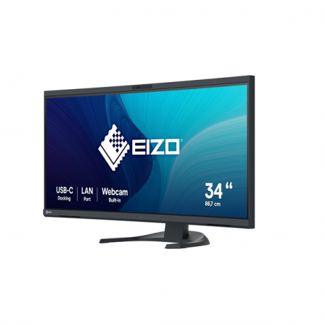 EIZO FlexScan EV3450XC-BK - With FlexStand - LED monitor - curved - 34" (34.1" viewable) - 3440 x 1440 UWQHD - IPS - 300 cd / m² - 1000:1 - 5 ms - 2xHDMI, DisplayPort, USB-C - speakers - black - 7