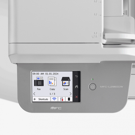 Brother MFC-L2960DW - Multifunction printer - B / W - laser - Letter A (216 x 279 mm) / A4 (210 x 297 mm) (original) - A4 / Legal (media) - up to 34 ppm (copying) - up to 34 ppm (printing) - 250 sheets - 33.6 Kbps - LAN, Wi-Fi(n), USB 2.0 - 3