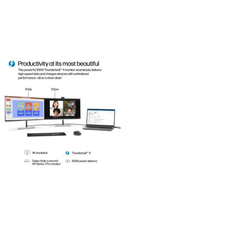 HP 727pm - Series 7 Pro - LED monitor - 27" - 3840 x 2160 4K @ 60 Hz - IPS Black - 400 cd/m² - 2000:1 - DisplayHDR 400 - 5 ms - Thunderbolt 4, HDMI, DisplayPort - speakers - black, silver - 5