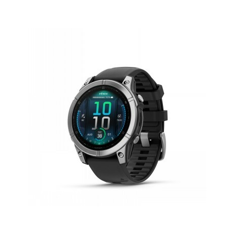 Garmin fenix E - 47 mm - stainless steel - sport watch with band - silicone - black - wrist size: 125-208 mm - display 1.3" - 16 GB - Bluetooth, Wi-Fi, ANT+ - 76 g - 0