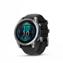 Garmin fenix E - 47 mm - stainless steel - sport watch with band - silicone - black - wrist size: 125-208 mm - display 1.3" - 16 GB - Bluetooth, Wi-Fi, ANT+ - 76 g