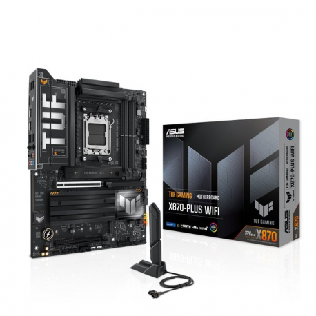 ASUS TUF GAMING X870-PLUS WIFI - Motherboard - ATX - Socket AM5 - AMD X870 Chipset - USB4, USB-C 3.2 Gen 2x2, USB 3.2 Gen 2, USB 3.2 Gen 1 - Wi-Fi 7, 2.5 Gigabit LAN, Bluetooth - onboard graphics (CPU required) - HD Audio (8-channel) - 6