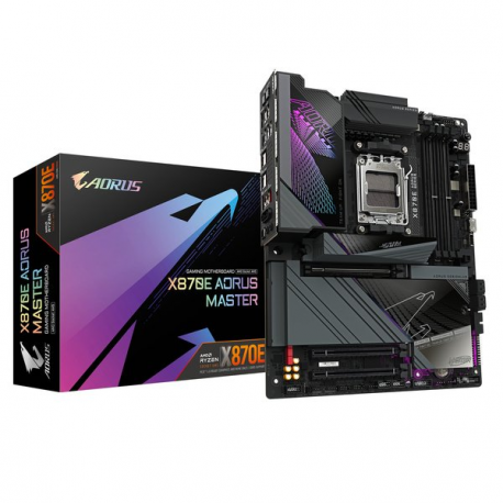 AORUS X870E MASTER - Motherboard - ATX - Socket AM5 - AMD X870E Chipset - USB-C 3.2 Gen 2x2, USB4, USB 3.2 Gen 1, USB 3.2 Gen 2 - 5 Gigabit Ethernet, Bluetooth, Wi-Fi 7 - onboard graphics (CPU required) - HD Audio (8-channel) - 0