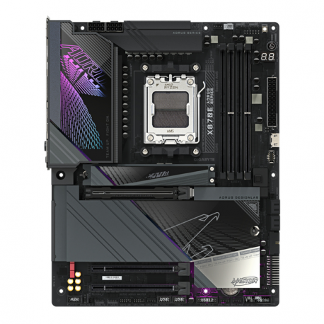 AORUS X870E MASTER - Motherboard - ATX - Socket AM5 - AMD X870E Chipset - USB-C 3.2 Gen 2x2, USB4, USB 3.2 Gen 1, USB 3.2 Gen 2 - 5 Gigabit Ethernet, Bluetooth, Wi-Fi 7 - onboard graphics (CPU required) - HD Audio (8-channel) - 2