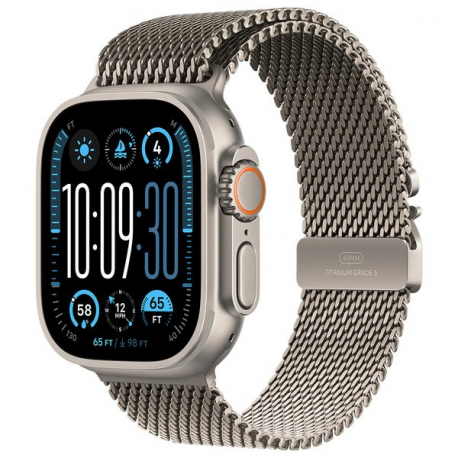 Apple Watch Ultra 2 - 49 mm - natural titanium - smart watch with milanese loop - band size: L - 64 GB - LTE, Wi-Fi 4, UWB, Bluetooth - 4G - 61.4 g - 0