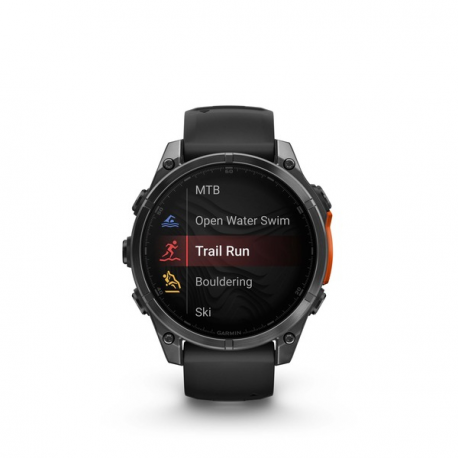 Garmin Fenix 8 - 47 mm - slate grey - sport watch with band - silicone - black - wrist size: 125-208 mm - display 1.4" - 32 GB - Bluetooth, Wi-Fi, ANT+ - 80 g - 4