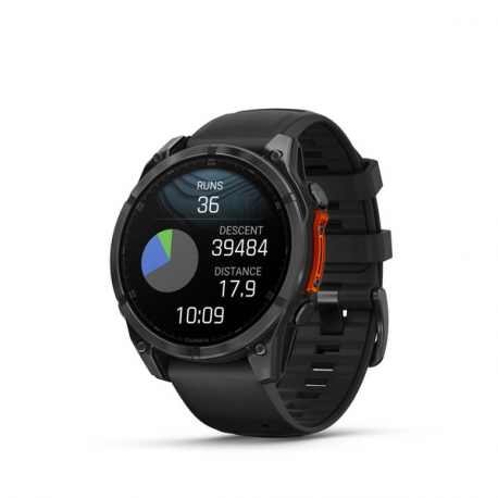 Garmin Fenix 8 - 47 mm - slate grey - sport watch with band - silicone - black - wrist size: 125-208 mm - display 1.4" - 32 GB - Bluetooth, Wi-Fi, ANT+ - 80 g - 6
