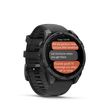 Garmin Fenix 8 - 47 mm - slate grey - sport watch with band - silicone - black - wrist size: 125-208 mm - display 1.4" - 32 GB - Bluetooth, Wi-Fi, ANT+ - 80 g - 7