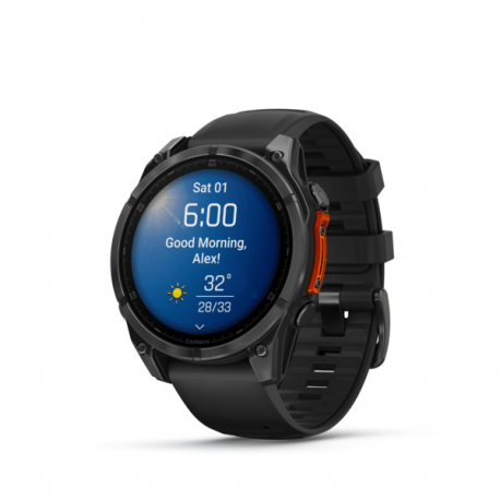Garmin Fenix 8 - 47 mm - slate grey - sport watch with band - silicone - black - wrist size: 125-208 mm - display 1.4" - 32 GB - Bluetooth, Wi-Fi, ANT+ - 80 g - 9
