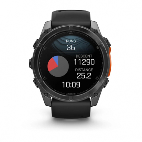 Garmin Fenix 8 - 51 mm - slate grey - sport watch with band - silicone - black - wrist size: 127-210 mm - display 1.4" - 32 GB - Bluetooth, Wi-Fi, ANT+ - 102 g - 1