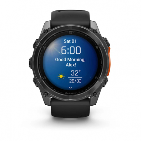 Garmin Fenix 8 - 51 mm - slate grey - sport watch with band - silicone - black - wrist size: 127-210 mm - display 1.4" - 32 GB - Bluetooth, Wi-Fi, ANT+ - 102 g - 2