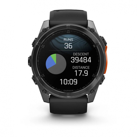Garmin Fenix 8 - 51 mm - slate grey - sport watch with band - silicone - black - wrist size: 127-210 mm - display 1.4" - 32 GB - Bluetooth, Wi-Fi, ANT+ - 102 g - 8