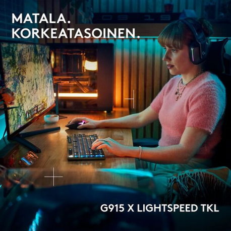 Logitech G G915 X - Keyboard - LIGHTSPEED - TKL - backlit - wireless - Bluetooth 5.0, 2.4 GHz, USB - QWERTY - Nordic (Danish / Finnish / Norwegian / Swedish) - key switch: GL Linear - black - 1