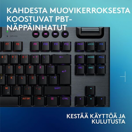 Logitech G G915 X - Keyboard - LIGHTSPEED - TKL - backlit - wireless - Bluetooth 5.0, 2.4 GHz, USB - QWERTY - Nordic (Danish / Finnish / Norwegian / Swedish) - key switch: GL Linear - black - 6