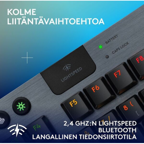 Logitech G G915 X - Keyboard - gaming, LIGHTSPEED - TKL - backlit - wireless - USB-C, Bluetooth, 2.4 GHz - black - 3