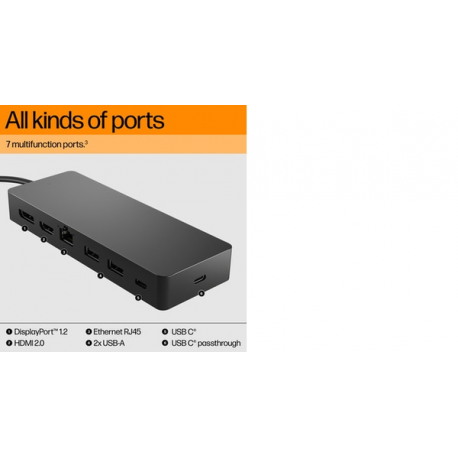 HP Universal - Docking station - USB-C - HDMI, DP - 10Mb LAN - with Laptop Charger - Europe - 2