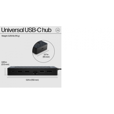 HP Universal - Docking station - USB-C - HDMI, DP - 10Mb LAN - with Laptop Charger - Europe - 9