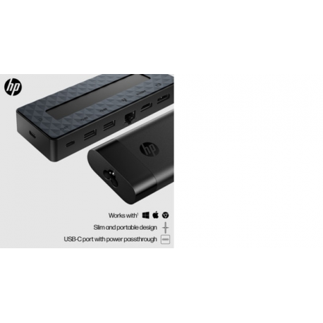 HP Universal - Docking station - USB-C - HDMI, DP - 10Mb LAN - with Laptop Charger - Europe - 11