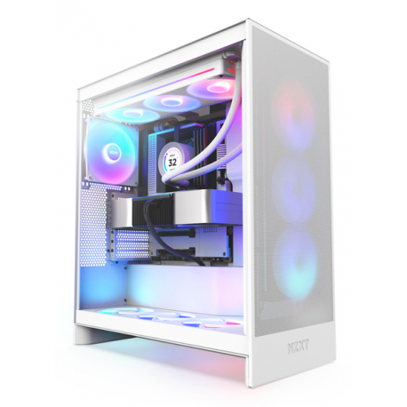 NZXT H series H7 Flow - Mid tower - ATX - windowed side panel (tempered glass) - no power supply - matt white - USB / Audio - 0