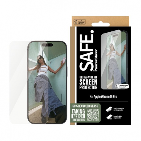 SAFE. by PanzerGlass - Screen protector for mobile phone - ultra-wide fit - glass - for Apple iPhone 16 Pro - 3