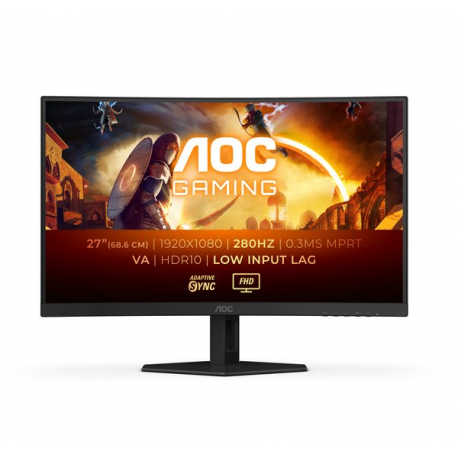 AOC Gaming C27G4ZXE - LED monitor - gaming - curved - 27" - 1920 x 1080 Full HD (1080p) @ 280 Hz - VA - 300 cd / m² - 4000:1 - HDR10 - 0.3 ms - 2xHDMI, DisplayPort - black - 0