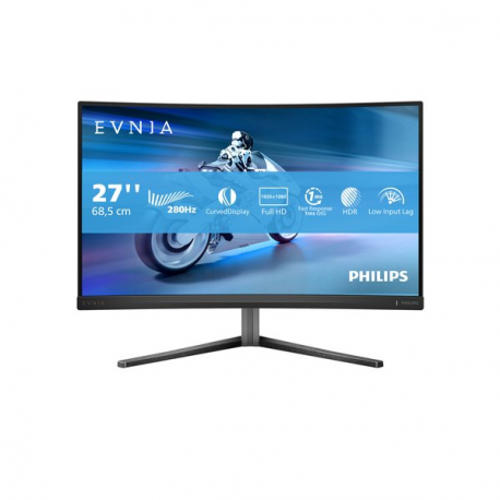 Philips Evnia 5000 27M2C5200W - LED monitor - gaming - curved - 27" - 1920 x 1080 Full HD (1080p) @ 280 Hz - Fast VA - 300 cd / m² - 4000:1 - HDR10 - 0.3 ms - 2xHDMI, DisplayPort - dark slate - 1