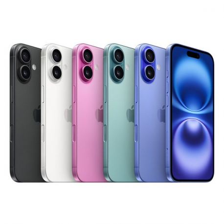Apple iPhone 16 - 5G smartphone - dual-SIM  /  Internal Memory 128 GB - OLED display - 6.1" - 2556 x 1179 pixels - 2x rear cameras 48 MP, 12 MP - front camera 12 MP - black - 5