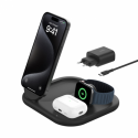 Belkin BoostCharge 3-in-1 - Wireless charging stand - magnetic, foldable, with Qi2 + AC power adapter - 15 Watt - Fast Charge - black