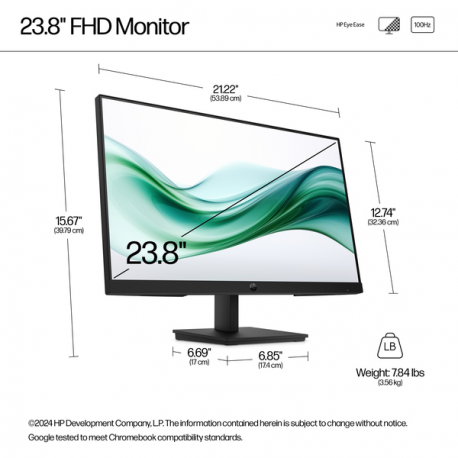 HP 324pv - Series 3 Pro - LED monitor - 24" (23.8" viewable) - 1920 x 1080 Full HD (1080p) @ 100 Hz - VA - 250 cd/m² - 3000:1 - 5 ms - HDMI, VGA - black - 8