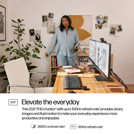 HP 324pv - Series 3 Pro - LED monitor - 24" (23.8" viewable) - 1920 x 1080 Full HD (1080p) @ 100 Hz - VA - 250 cd/m² - 3000:1 - 5 ms - HDMI, VGA - black - 16