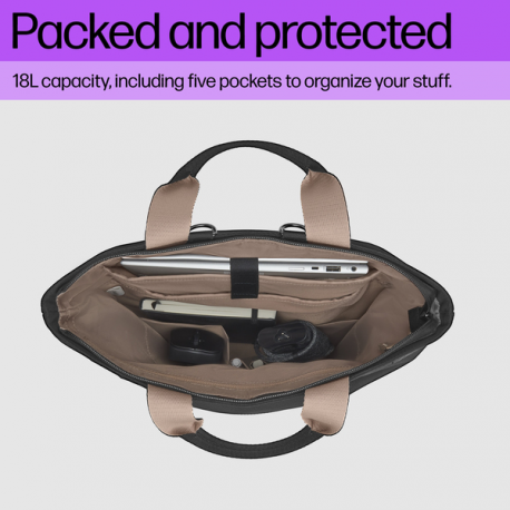 HP - Notebook carrying backpack / tote - convertible - 14.1" - black, taupe - 6