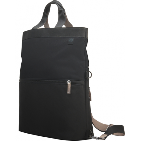HP - Notebook carrying backpack / tote - convertible - 14.1" - black, taupe - 7