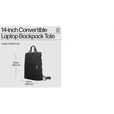 HP - Notebook carrying backpack / tote - convertible - 14.1" - black, taupe - 15